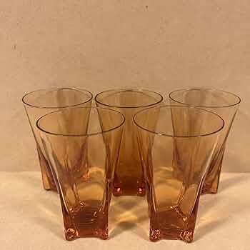 Amazon | セミクリスタルグラス 5客 ギヤマン 茶色 コップ